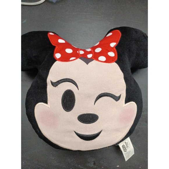 DISNEY Emoji Face *MINNIE MOUSE WINKING* 13" Plush Pillow - Excellent Condition! - Picture 1 of 2